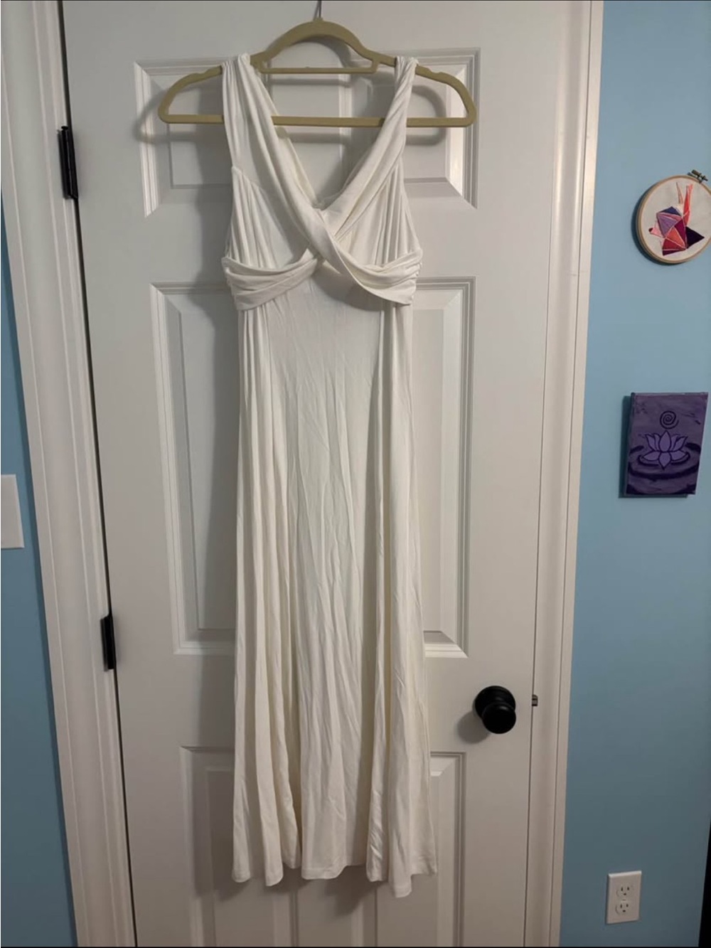 Women's White Maxi Dress with Twist Back
